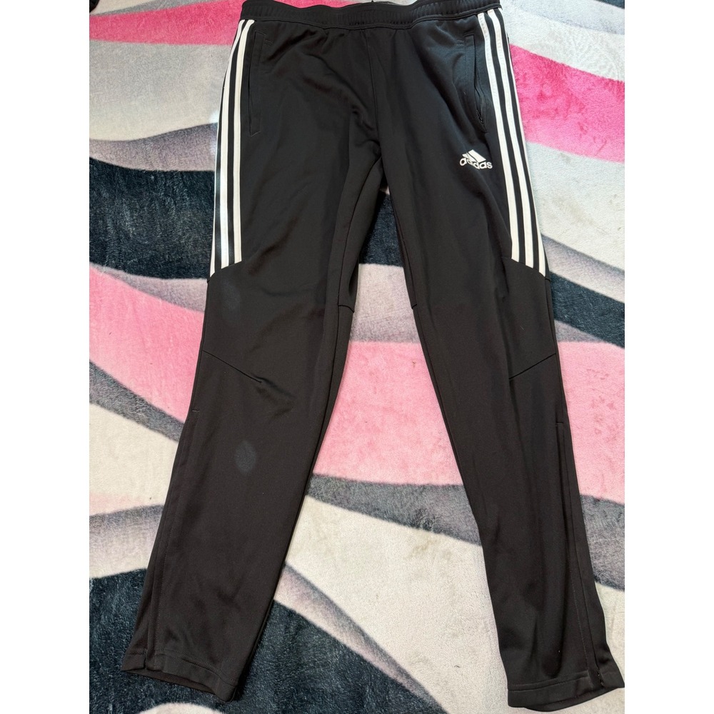 Adidas Tiro Training Pants Mens XL Black White Striped Climalite Soccer Joggers